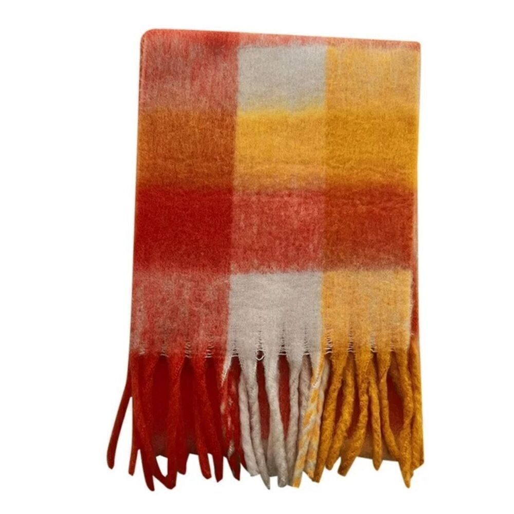 Orange and yellow oversized scarf